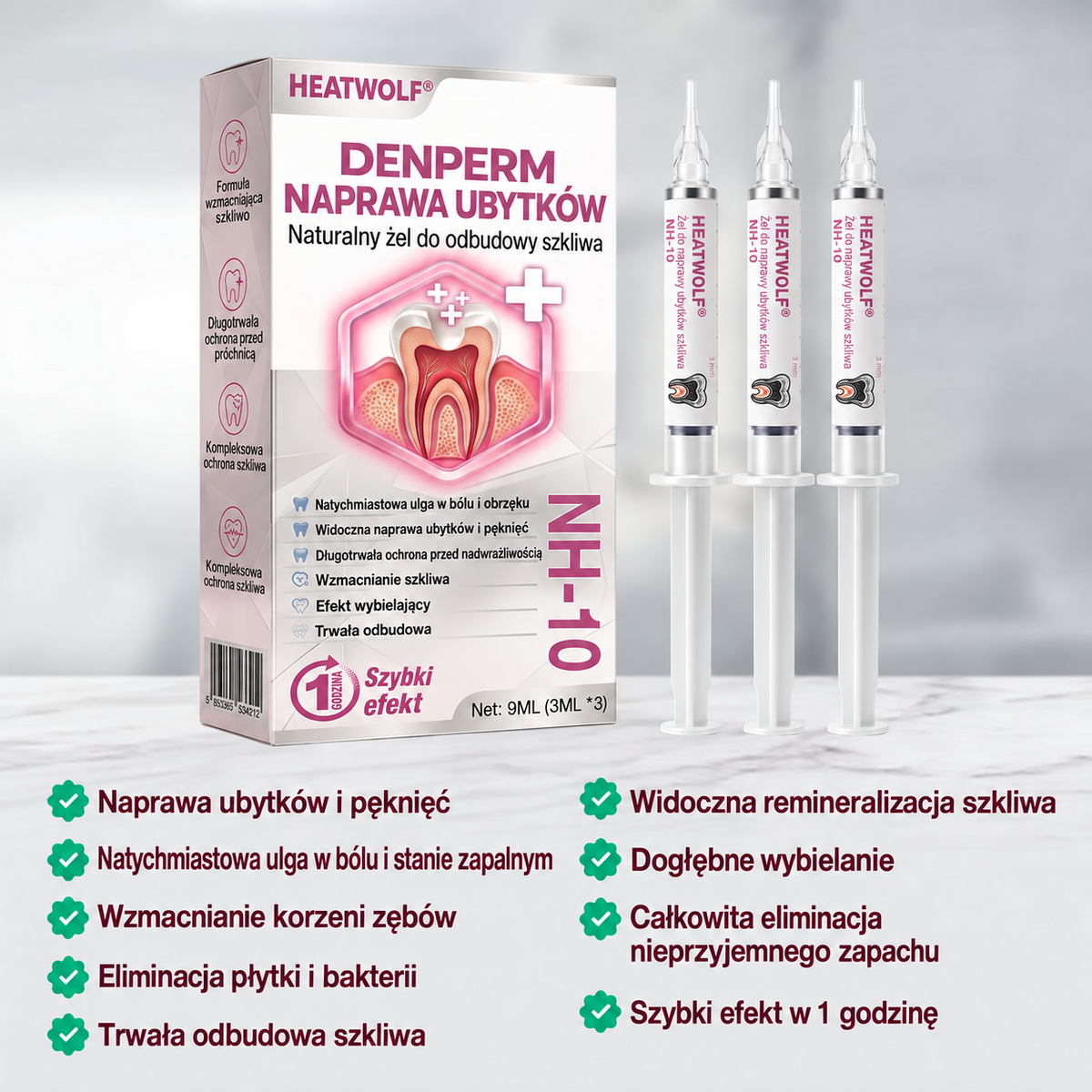HEATWOLF® DenPerm Żel do wypełniania ubytków zębowych i regeneracji naturalnego szkliwa zębów
